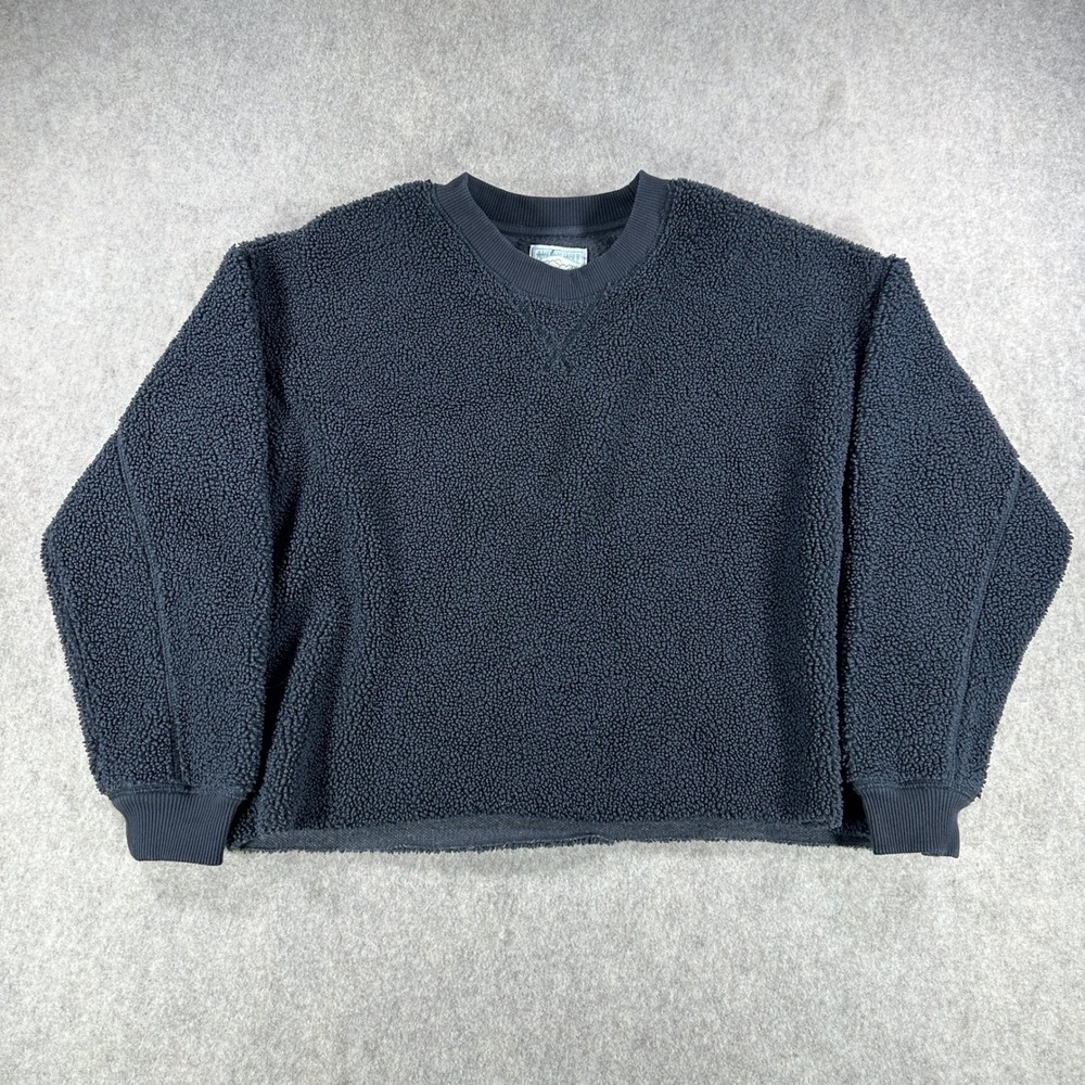 American Eagle Womens Crewneck Sweatshirt Oversized Sherpa Black Size Small